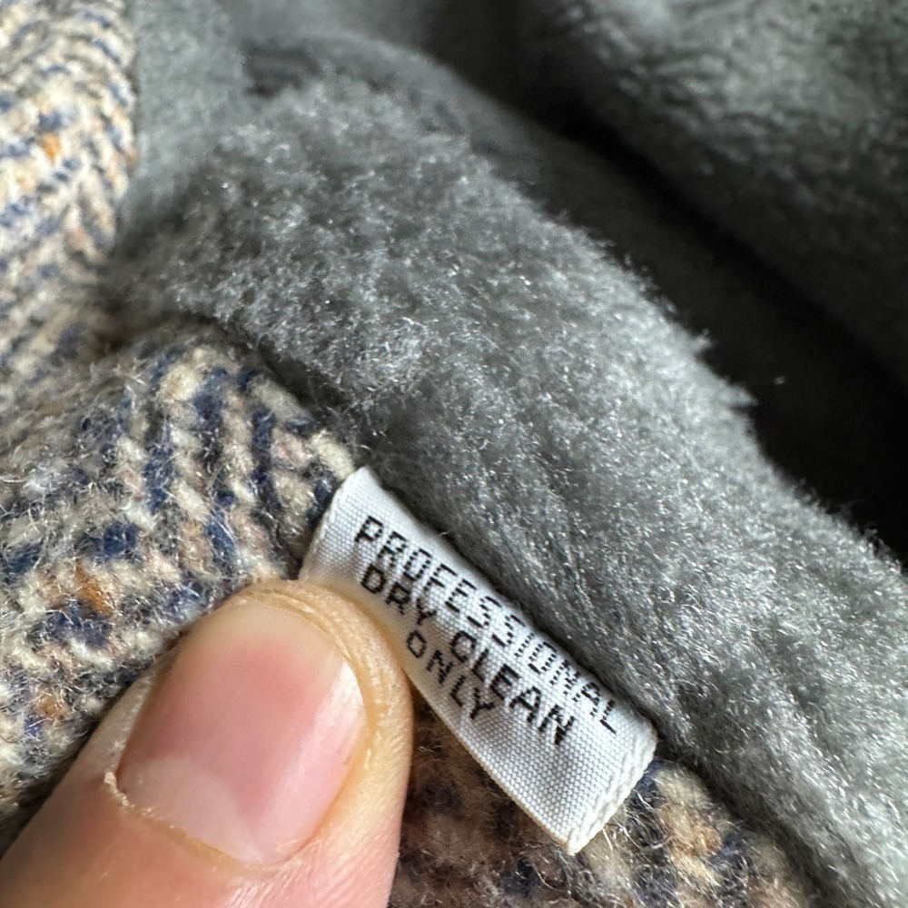 Vintage Herringbone Tweed Toddler 12 Mo 1 YO Overcoat Faux Fur Belted Tweed Coat - Picture 4 of 8